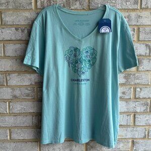 Life is Good Short Sleeve V-Neck Charleston T-Shirt Women's Size XXXL